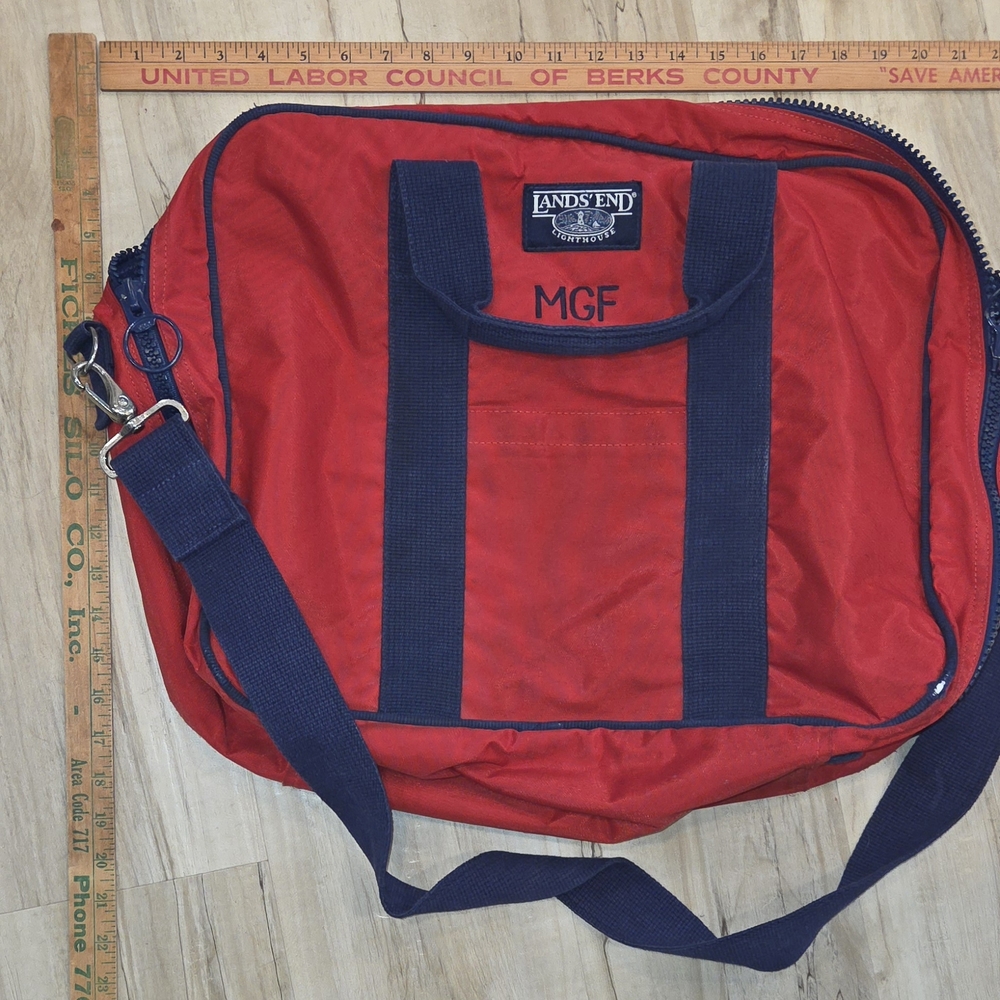 Lands' End Red Canvas Travel Shoulder Bag for Men